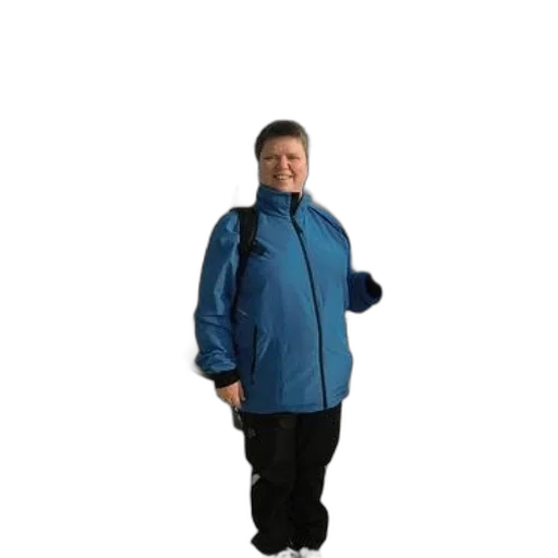 jacket, umbrella, staff, dress, 3d render, blue, person, holds transparent PNG cut-out