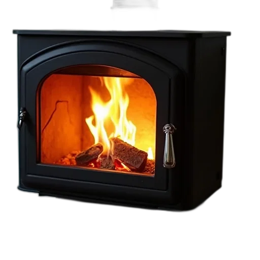 3d render, fire, modern, black, fireplace, lit, inside, casting transparent PNG cut-out