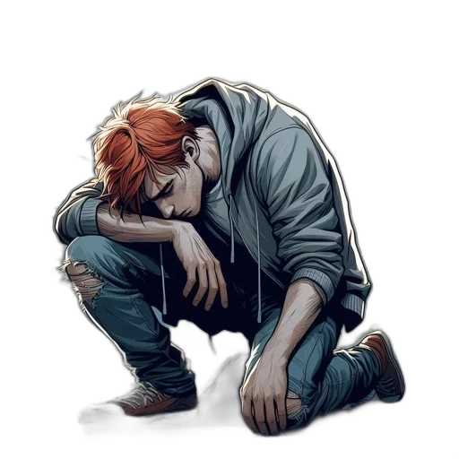 jacket, comic book art, concept art, watercolor, cyberpunk, fire, young, man transparent PNG cut-out
