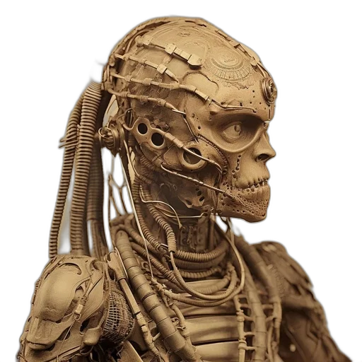robot, face, mask, jewelry, cyberpunk, 3d render, concept art, photorealistic transparent PNG cut-out