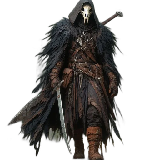 mask, staff, sword, weapon, concept art, fantasy art, comic book art, 3d render transparent PNG cut-out
