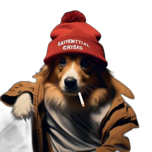 hat, jacket, animal, staff, photorealistic, concept art, oil painting, watercolor transparent PNG cut-out