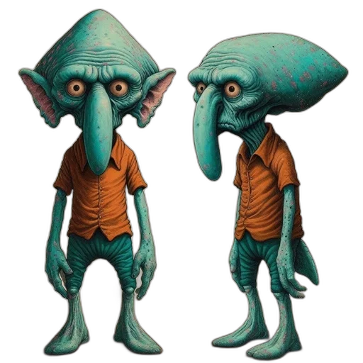 creature, hat, mask, staff, concept art, 3d render, fantasy art, photorealistic transparent PNG cut-out
