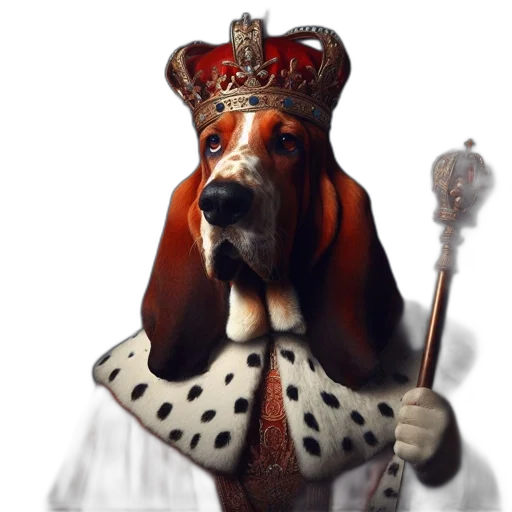crown, animal, staff, concept art, fantasy art, photorealistic, 3d render, elaborately transparent PNG cut-out