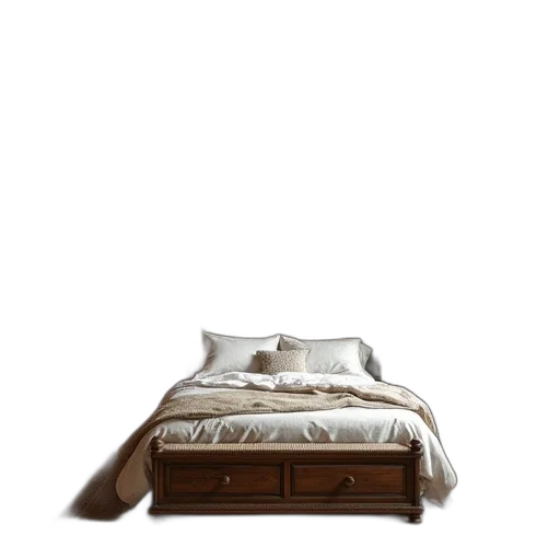 furniture, crown, photorealistic, 3d render, earth tones, dark, bedroom, has transparent PNG cut-out