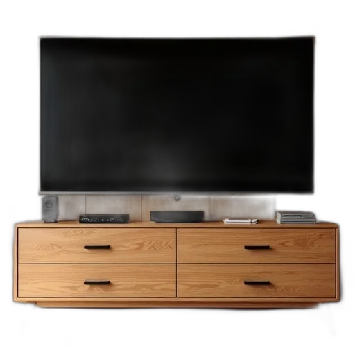 furniture, 3d render, photorealistic, earth tones, flat-screen, mounted, wooden, dresser transparent PNG cut-out