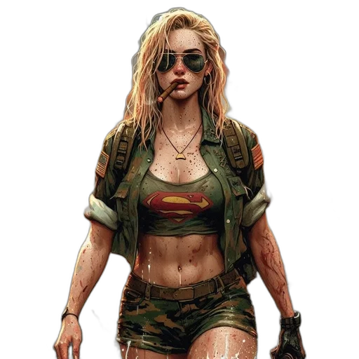 jacket, comic book art, concept art, pixel art, cyberpunk, green, earth tones, woman transparent PNG cut-out