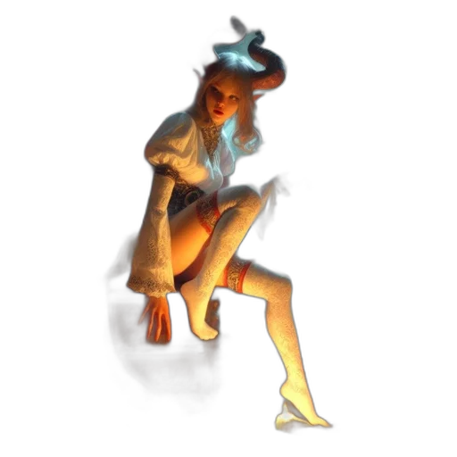 hat, dress, staff, robot, concept art, 3d render, fantasy art, pixel art transparent PNG cut-out