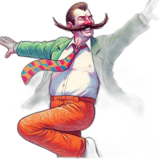 jacket, staff, concept art, watercolor, fantasy art, comic book art, man, exaggerated transparent PNG cut-out