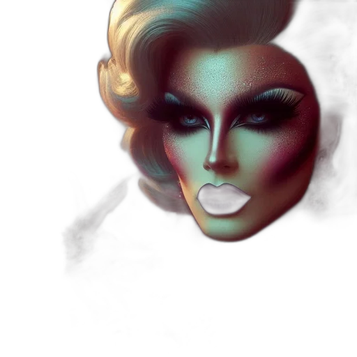face, mask, hair, crown, photorealistic, 3d render, concept art, fantasy art transparent PNG cut-out