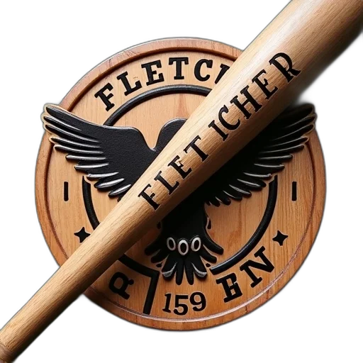staff, weapon, wooden, baseball, bat, word, fletcher, engraved transparent PNG cut-out