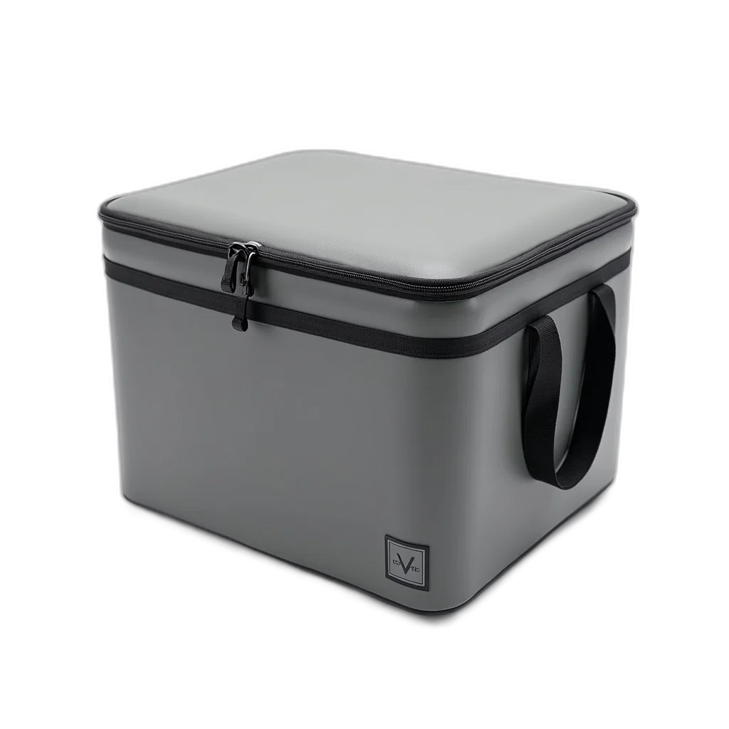 furniture, robot, 3d render, photorealistic, grey, rectangular, soft-sided, cooler transparent PNG cut-out