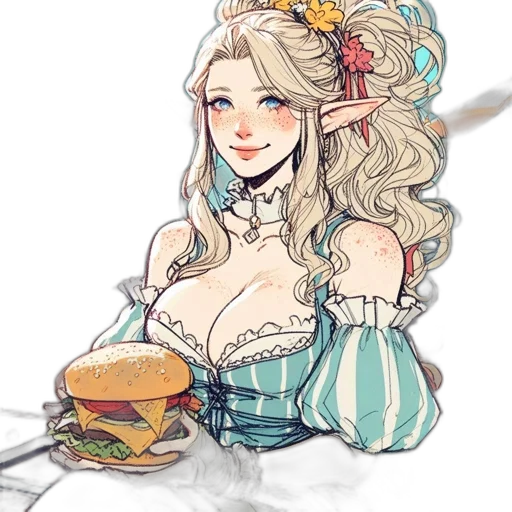 food, dress, crown, staff, fantasy art, watercolor, concept art, pixel art transparent PNG cut-out