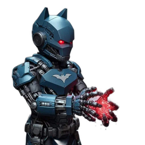 robot, weapon, concept art, 3d render, cyberpunk, pixel art, blue, robotic transparent PNG cut-out