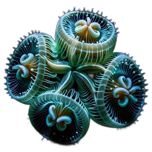 flower, hair, jewelry, creature, photorealistic, 3d render, concept art, underwater transparent PNG cut-out