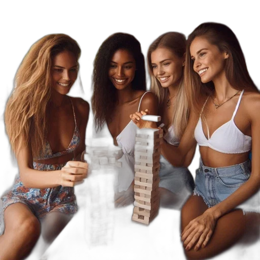 bottle, jewelry, hair, weapon, four, young, women, smile transparent PNG cut-out
