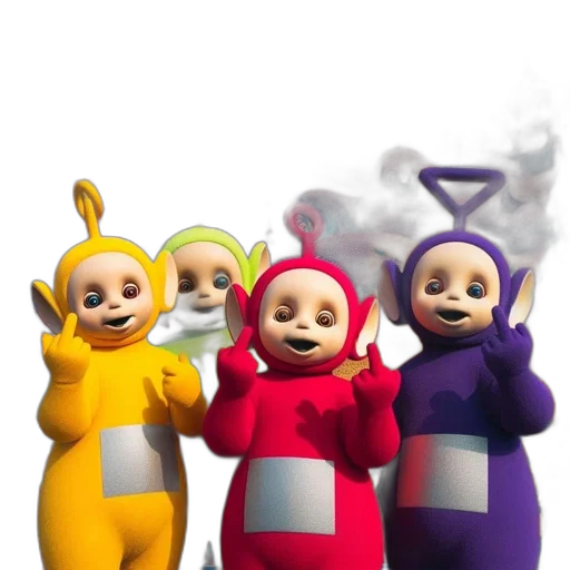 mask, 3d render, concept art, teletubbies, shown, their, iconic, attire transparent PNG cut-out