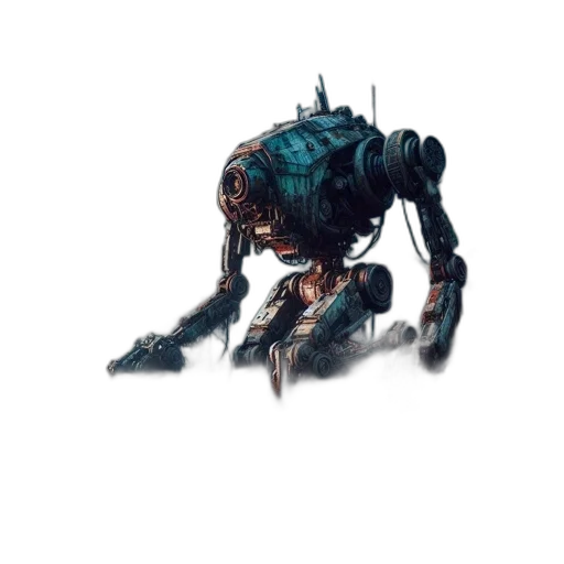 robot, creature, animal, weapon, concept art, cyberpunk, pixel art, 3d render transparent PNG cut-out