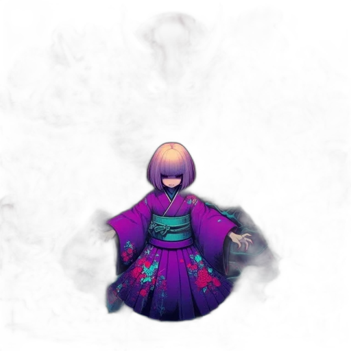 dress, mask, jacket, staff, concept art, pixel art, 3d render, vaporwave transparent PNG cut-out