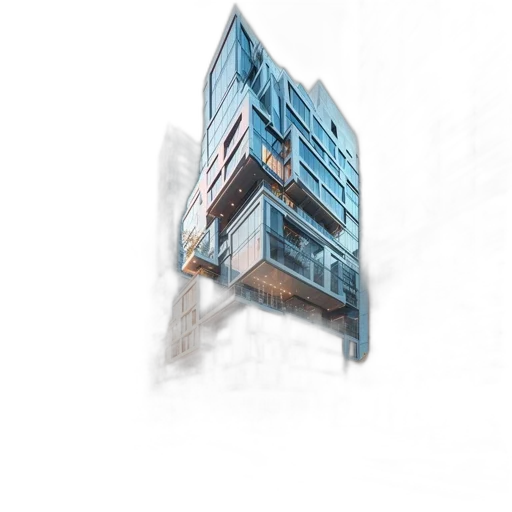 building, 3d render, photorealistic, concept art, pixel art, city street, blue, serene transparent PNG cut-out