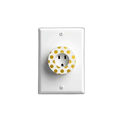 3d render, white, wall, outlet, gold-colored, polka, dot, pattern transparent PNG cut-out