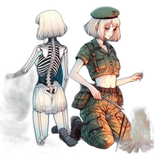 dress, robot, weapon, staff, concept art, pixel art, anime, fantasy art transparent PNG cut-out