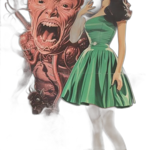 mask, dress, creature, face, comic book art, concept art, fantasy art, photorealistic transparent PNG cut-out