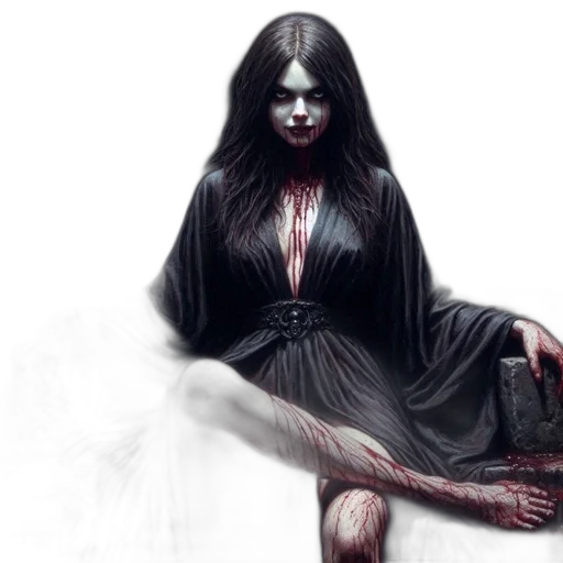 dress, creature, concept art, fantasy art, comic book art, photorealistic, dark, woman transparent PNG cut-out