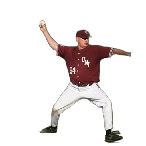 baseball, player, wearing, red, jersey, number, pitching, ball transparent PNG cut-out