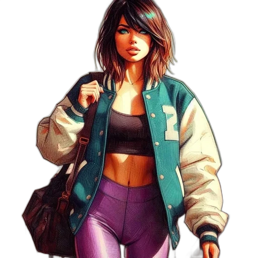 jacket, concept art, cyberpunk, comic book art, pixel art, neon lights, pastel, neon transparent PNG cut-out
