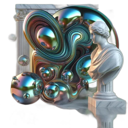 crown, jewelry, mask, robot, 3d render, vaporwave, concept art, photorealistic transparent PNG cut-out