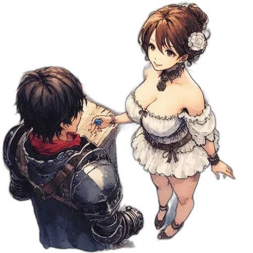 dress, weapon, staff, crown, concept art, pixel art, fantasy art, anime transparent PNG cut-out