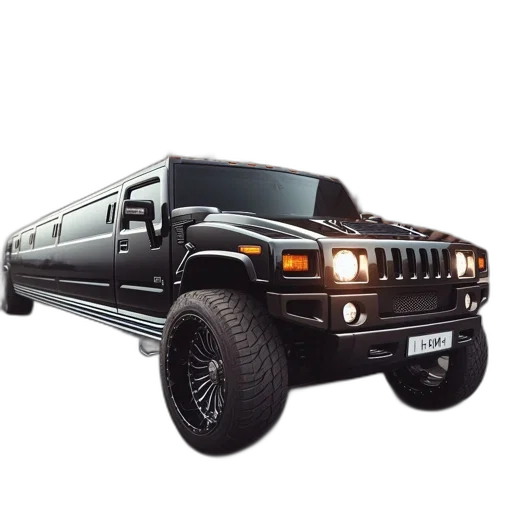 car, 3d render, photorealistic, concept art, black, limousine, hummer, branding transparent PNG cut-out