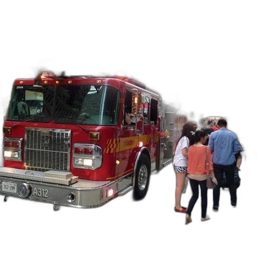 staff, fire, red, truck, words, toronto, parked, street transparent PNG cut-out