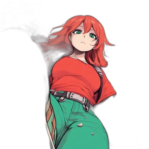 dress, jacket, staff, sword, anime, watercolor, concept art, fantasy art transparent PNG cut-out