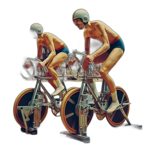concept art, photorealistic, 3d render, two, shirtless, men, compete, stationary transparent PNG cut-out