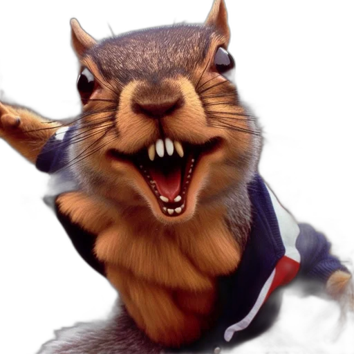 animal, photorealistic, concept art, 3d render, anthropomorphized, squirrel, wears, jacket transparent PNG cut-out