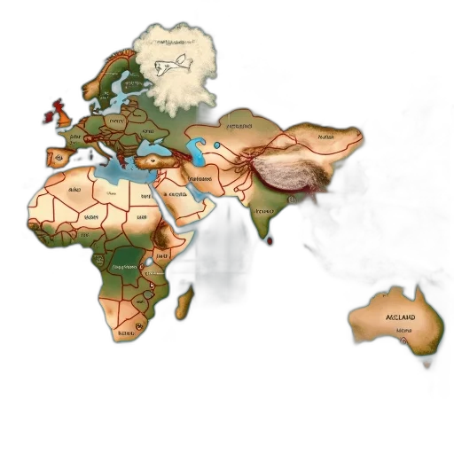 concept art, earth tones, world, map, red, green, overlay, showing transparent PNG cut-out