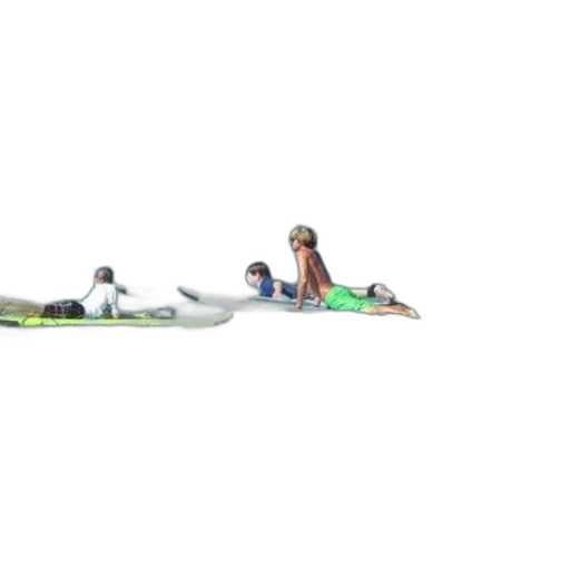 3d render, concept art, photorealistic, pixel art, beach, three, people, surfboards transparent PNG cut-out