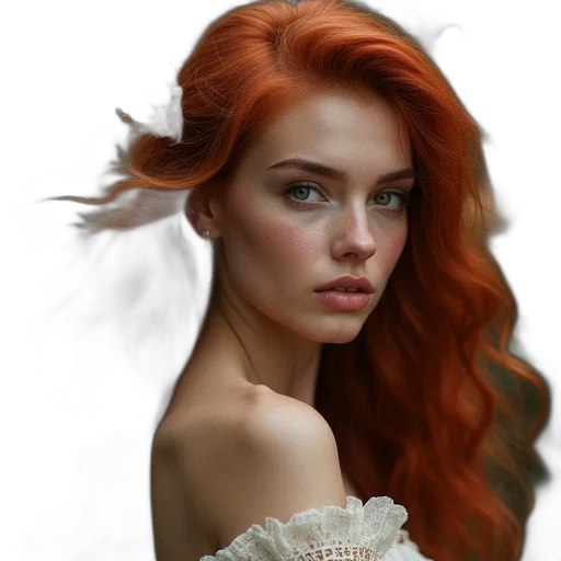 hair, face, dress, crown transparent PNG cut-out