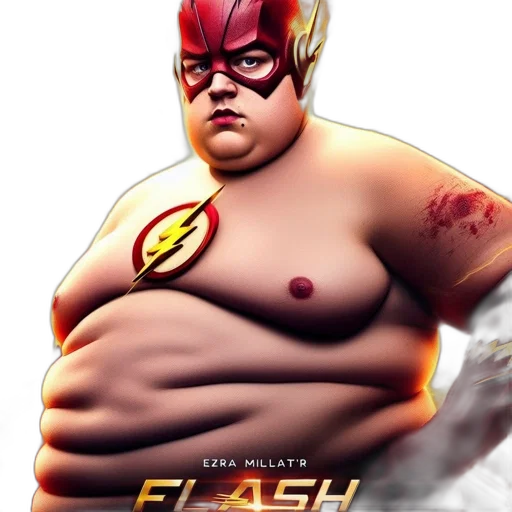 comic book art, concept art, photorealistic, 3d render, overweight, man, portrays, flash transparent PNG cut-out