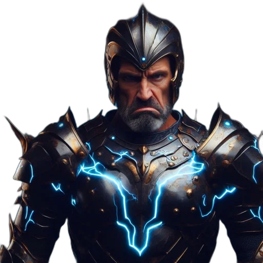 concept art, fantasy art, comic book art, 3d render, imposing, figure, clad, armored transparent PNG cut-out