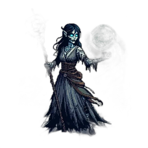 staff, mask, dress, creature, concept art, fantasy art, pixel art, comic book art transparent PNG cut-out