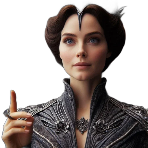 staff, crown, concept art, 3d render, fantasy art, photorealistic, woman, blue transparent PNG cut-out