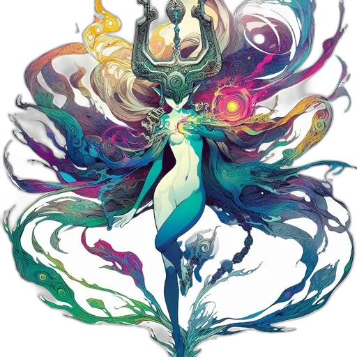 dragon, staff, creature, mask, concept art, fantasy art, watercolor, pixel art transparent PNG cut-out