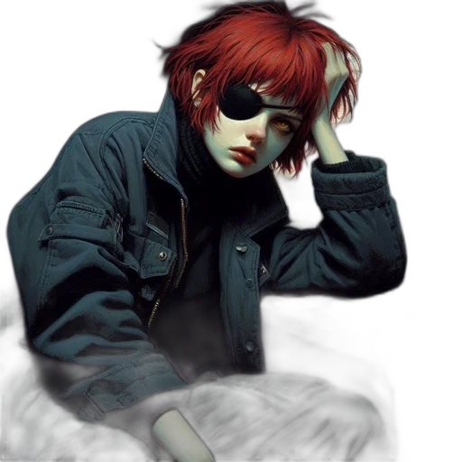 jacket, mask, face, cyberpunk, photorealistic, concept art, comic book art, red transparent PNG cut-out