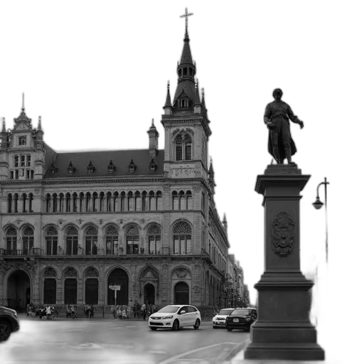 building, staff, dress, car, concept art, photorealistic, 3d render, pencil sketch transparent PNG cut-out
