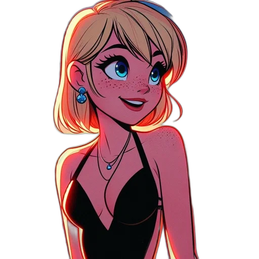dress, crown, jewelry, cartoon, comic book art, concept art, anime, neon lights transparent PNG cut-out