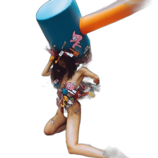 staff, robot, weapon, umbrella, 3d render, vaporwave, concept art, photorealistic transparent PNG cut-out