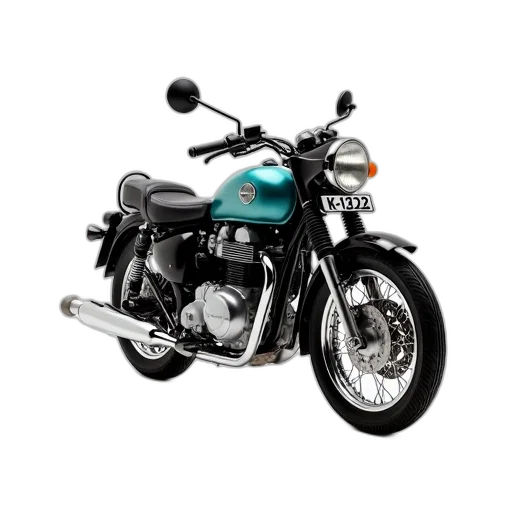 photorealistic, 3d render, black, teal, motorcycle, chrome, front, fender transparent PNG cut-out